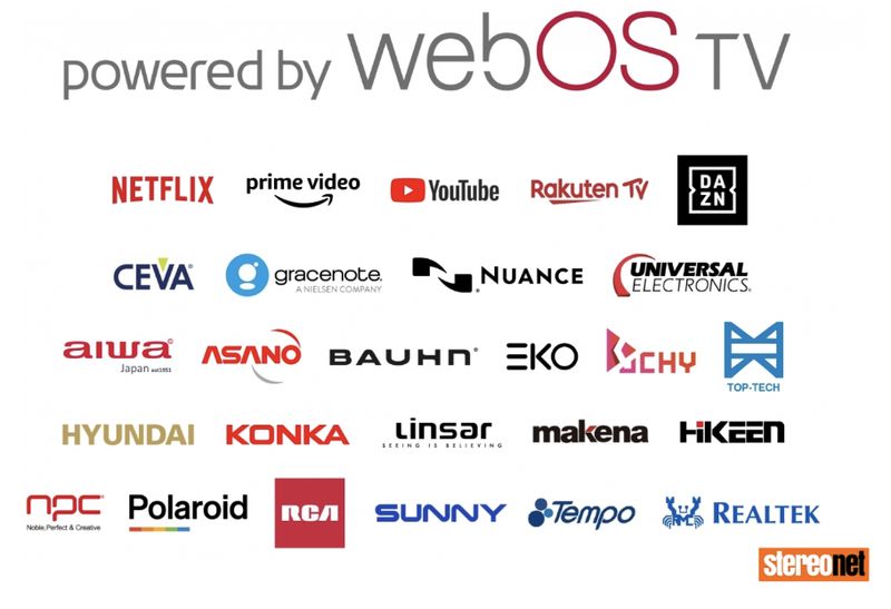Logos of various brands using webOS. Logos of various brands using webOS.